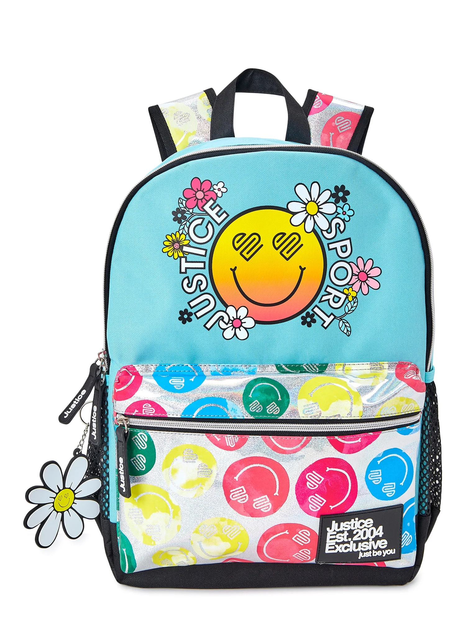 Justice Girls 17" Laptop Backpack Smiles Aqua Multi-Color | Walmart (US)