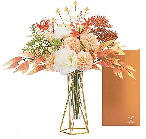 Artificial Flowers Arrangements in Vase, Fake Plants Peony Flower Bouquet for Centerpiece Table D... | Amazon (US)