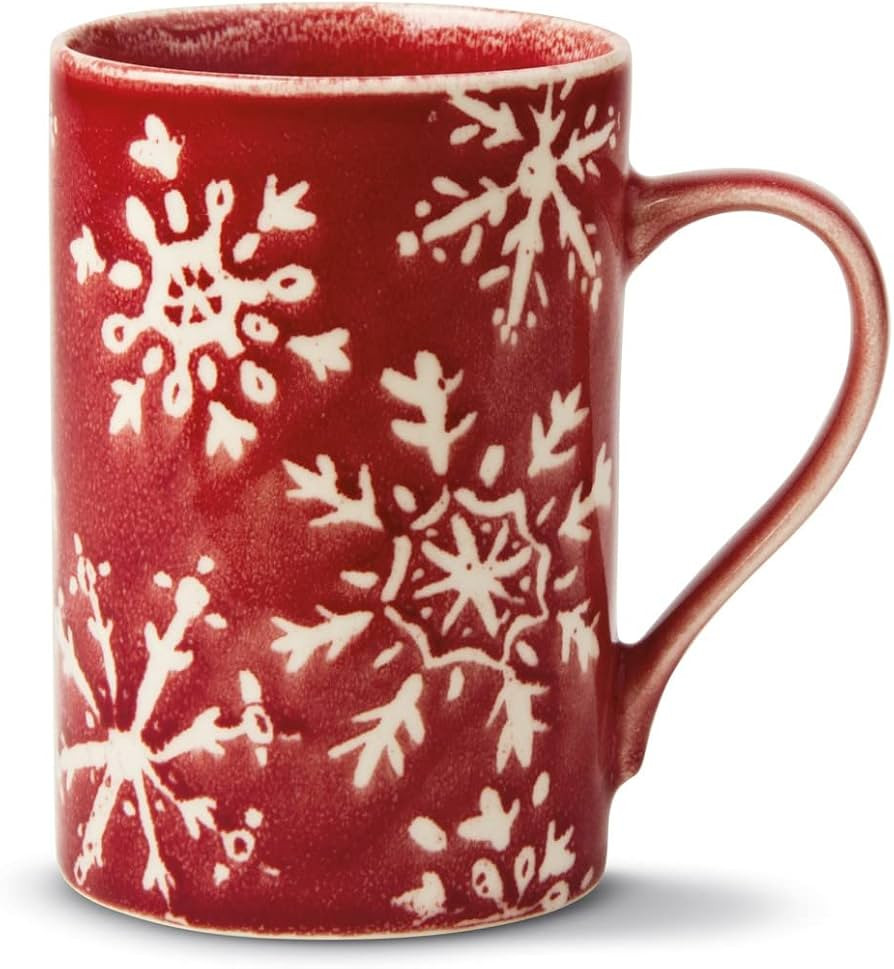 tag 16 oz. Red & White Snowflakes Coffee Tea Hot Chocolate Cocoa Mug XMAS Festive Winter Holidays... | Amazon (US)