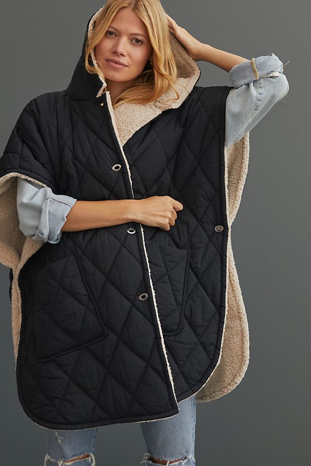 Faux Fur-Lined Quilted Cape | Anthropologie (US)