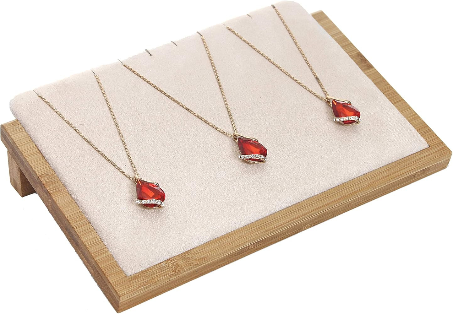 Bocar Bamboo Jewelry Display Stand Showcase for Pendant Necklace (ZZ-2L-beige) | Amazon (US)