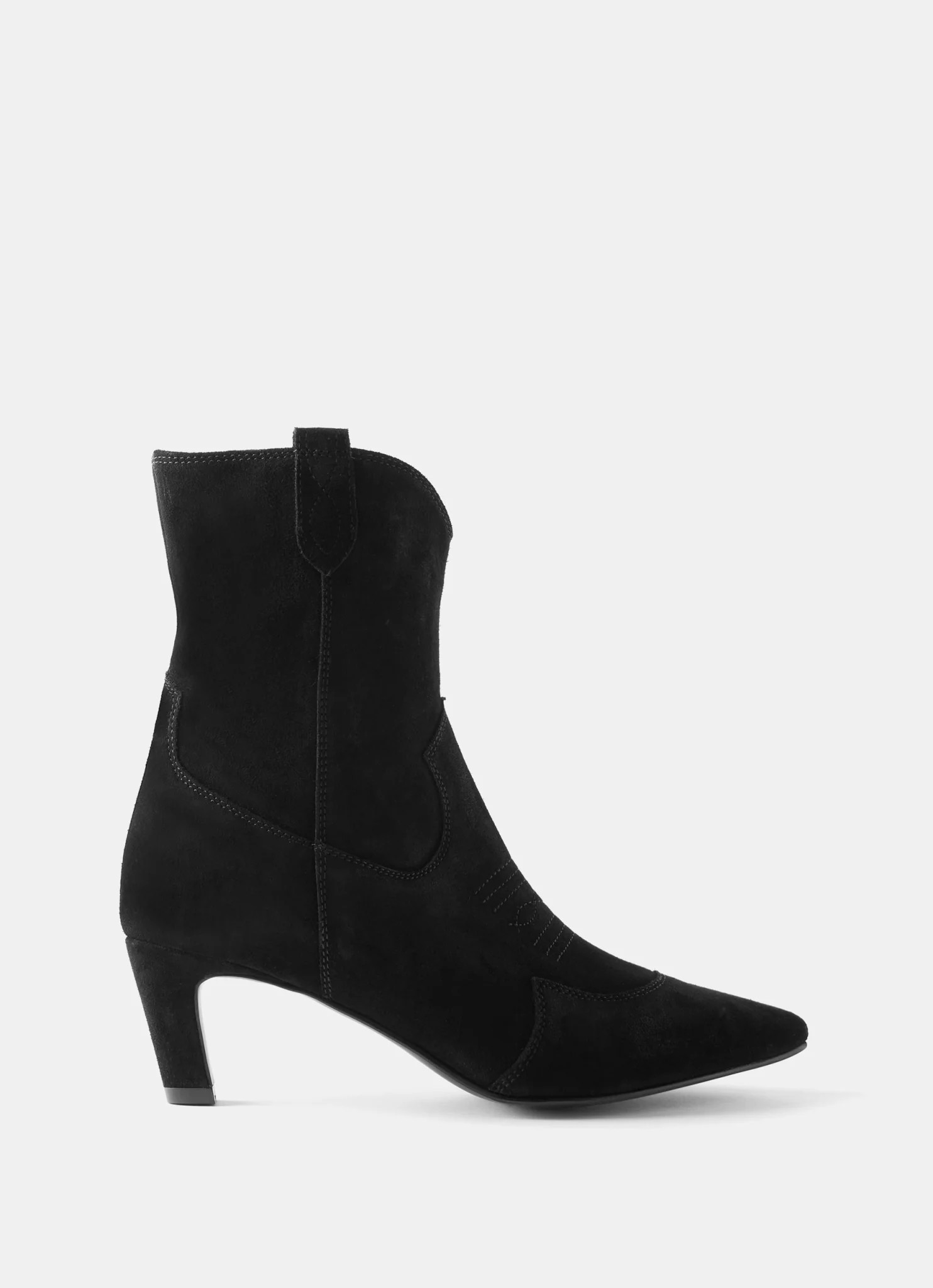 Black Suede Western Ankle Boots | Mint Velvet