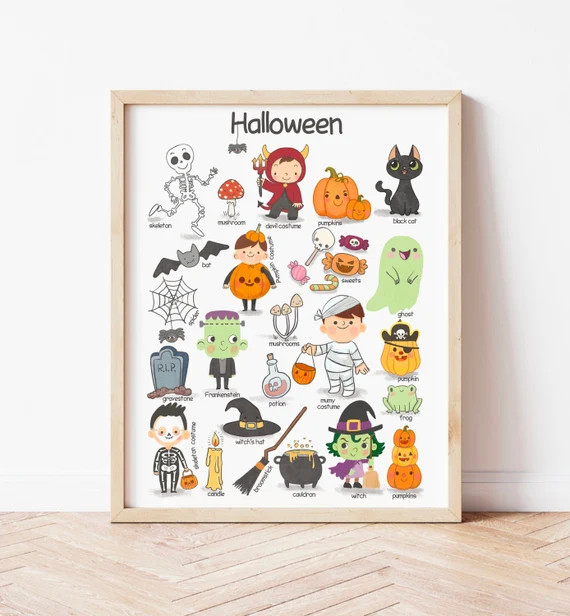 Halloween Poster Kids Room Decor Playroom Toddler Downloadable - Etsy Canada | Etsy (CAD)
