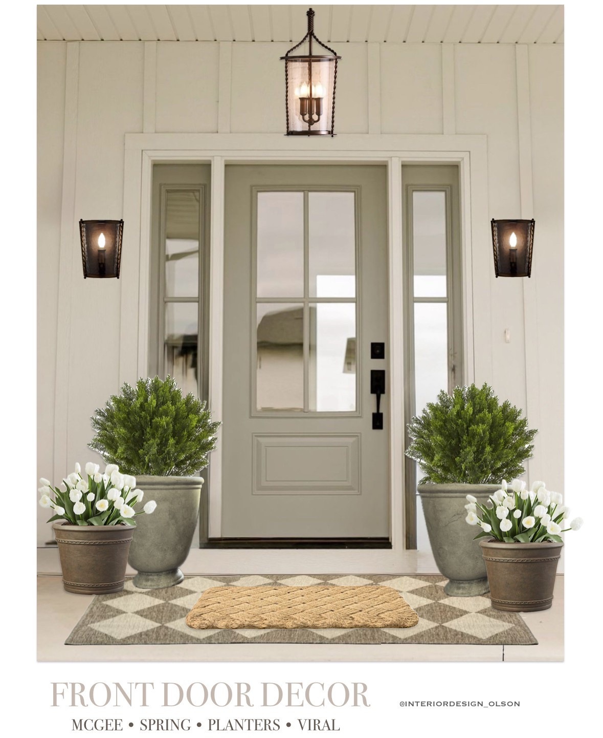 Front door refresh — layering rugs, cozy outdoor lighting, and the viral Walmart cement-look planter (yes, it’s that good!). I added faux spring florals for a pop of color and texture, perfect for welcoming guests this season. Everything is linked on my LTK, from affordable planters to warm lighting finds! 

#frontdoordecor #springporch #porchdecor #walmartfinds #layeredrugs #outdoorlighting #fauxflorals #porchrefresh #ltkhome #curbappeal

#LTKFamily #LTKHome #LTKFindsUnder100