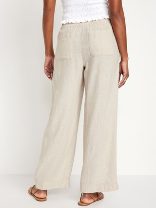 High-Waisted Linen-Blend Wide-Leg Pants for Women | Old Navy (US)