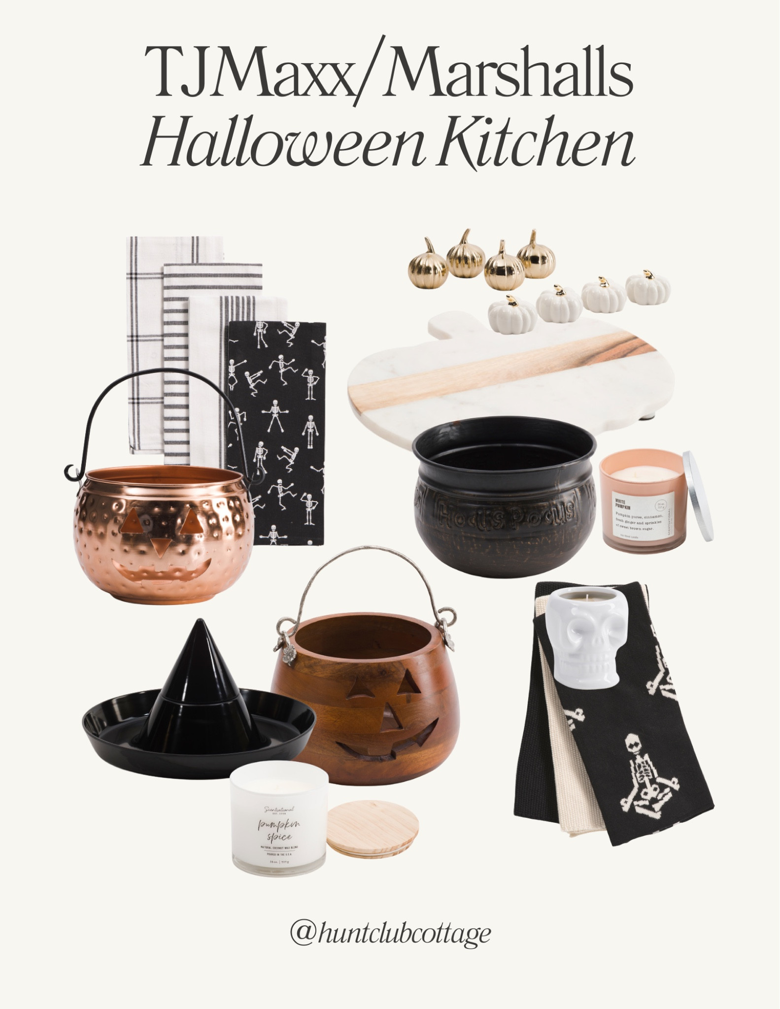 TJMAXX Marshalls Halloween kitchen decor

Pumpkin, lantern, jack o lantern, marble cutting board, dish towels 
