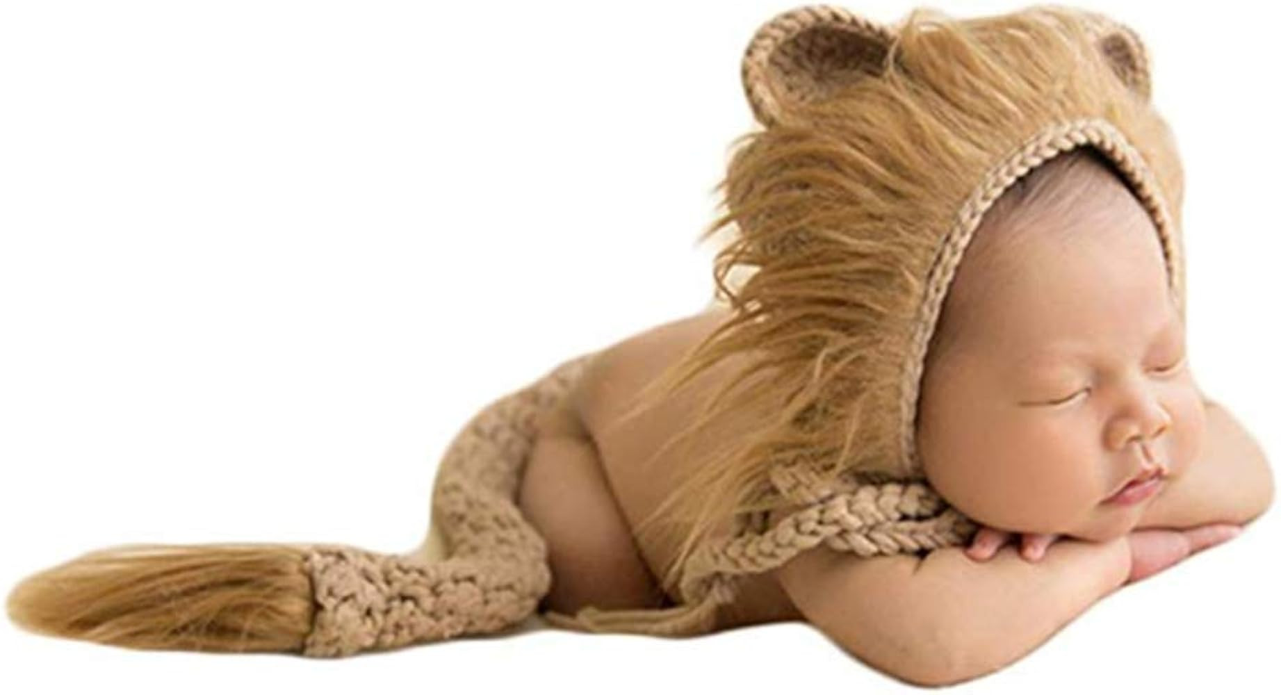 Baby Photography Props Lion Hats Tail Newborn Boy Girl Photo Shoot Outfits Crochet Costume Infant... | Amazon (US)