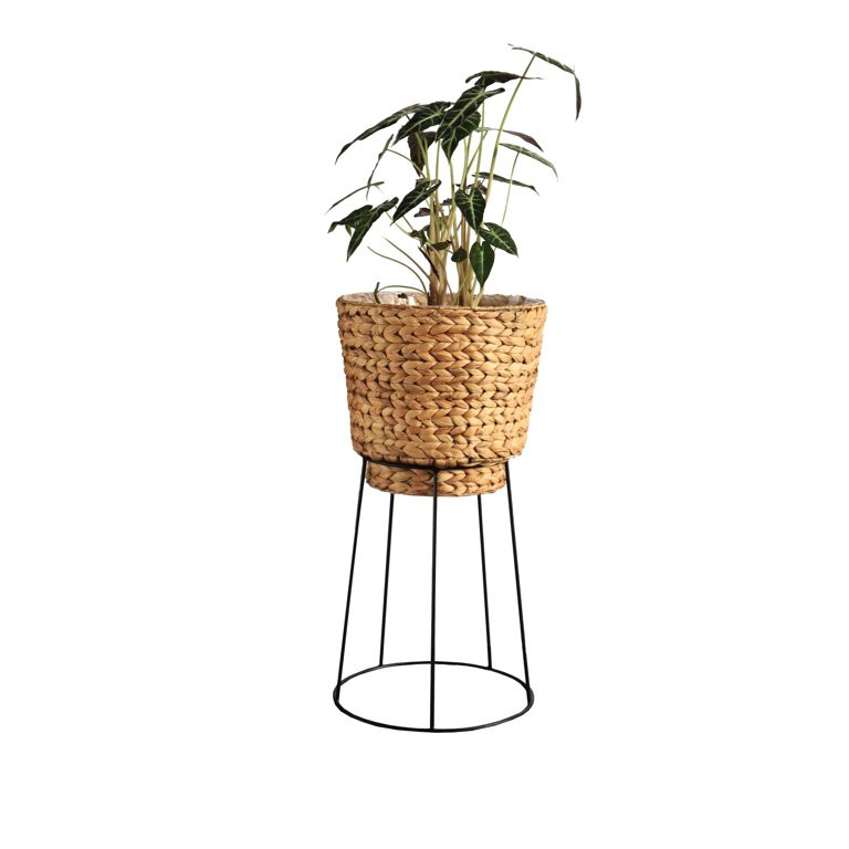 Eden Grace Set of 2 Hand Woven Wicker Planters with Metal Stand - Made with Eco-Friendly Sustaina... | Walmart (US)