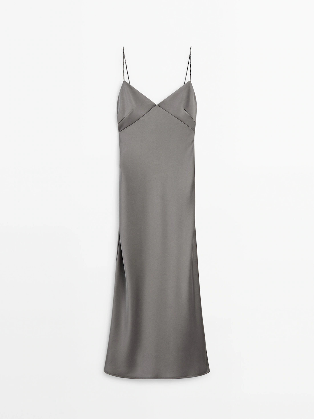 Strappy satin dress with rhinestones - Studio | Massimo Dutti US