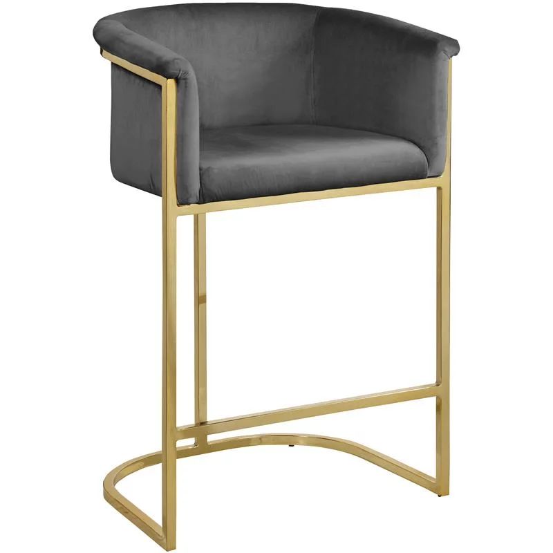 Meridian Furniture Donatella Grey Velvet Stool | Walmart (US)