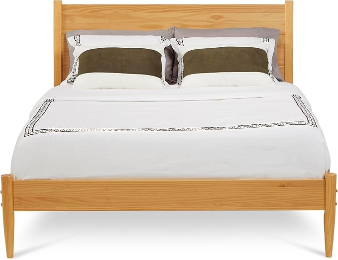 Camaflexi Mid Century Solid Wood Platform Bed Queen Size ‐ Scandinavian Oak Finish | Amazon (US)