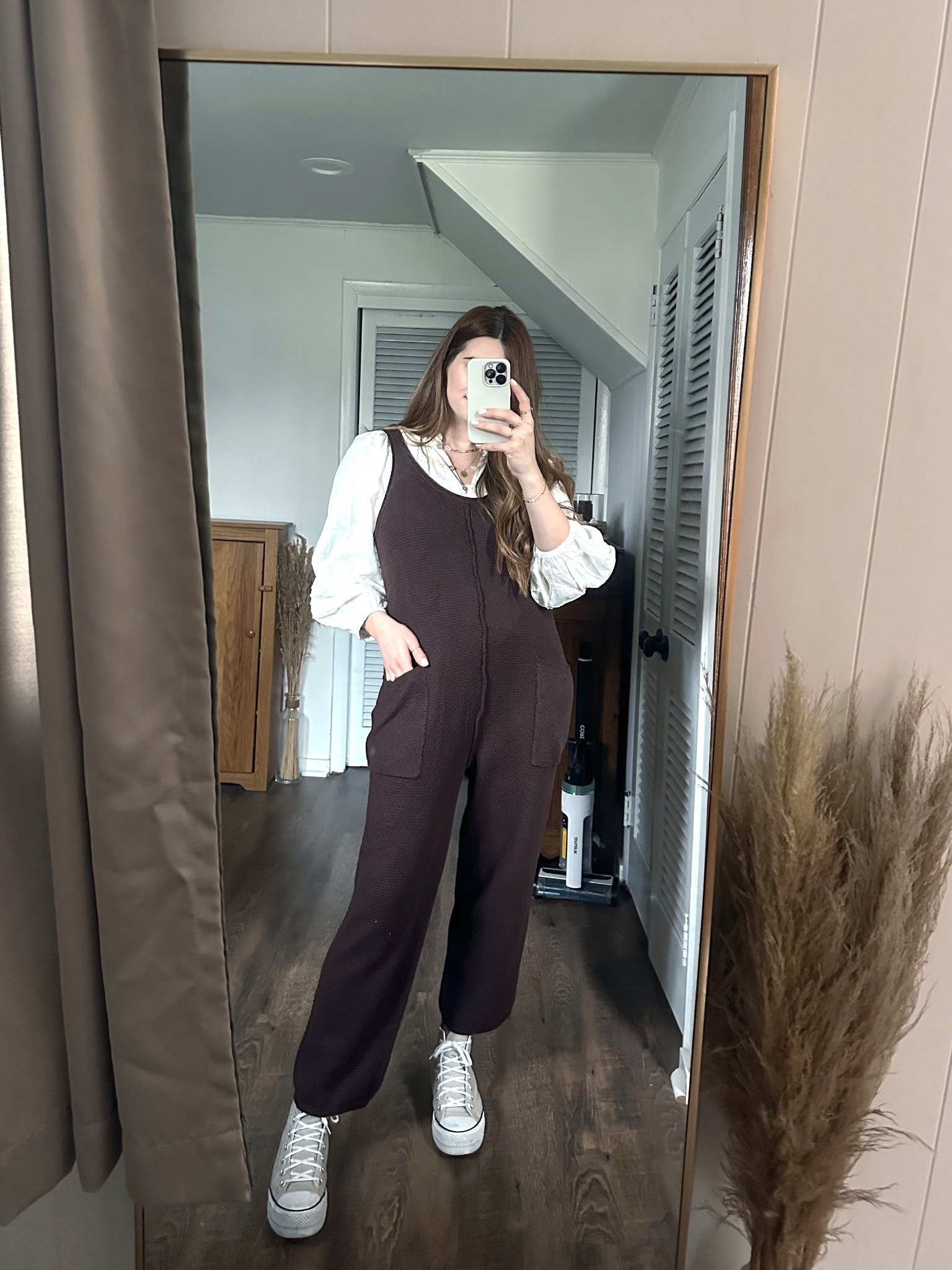 Top is an old Cleobella blouse, linked some similar options.
Overalls are a comfy free people dupe and they come in lots of colors! Wearing a medium.
Plus my platform converse, a staple in my opinion. I size down a half size in these.

#LTKFindsUnder100
