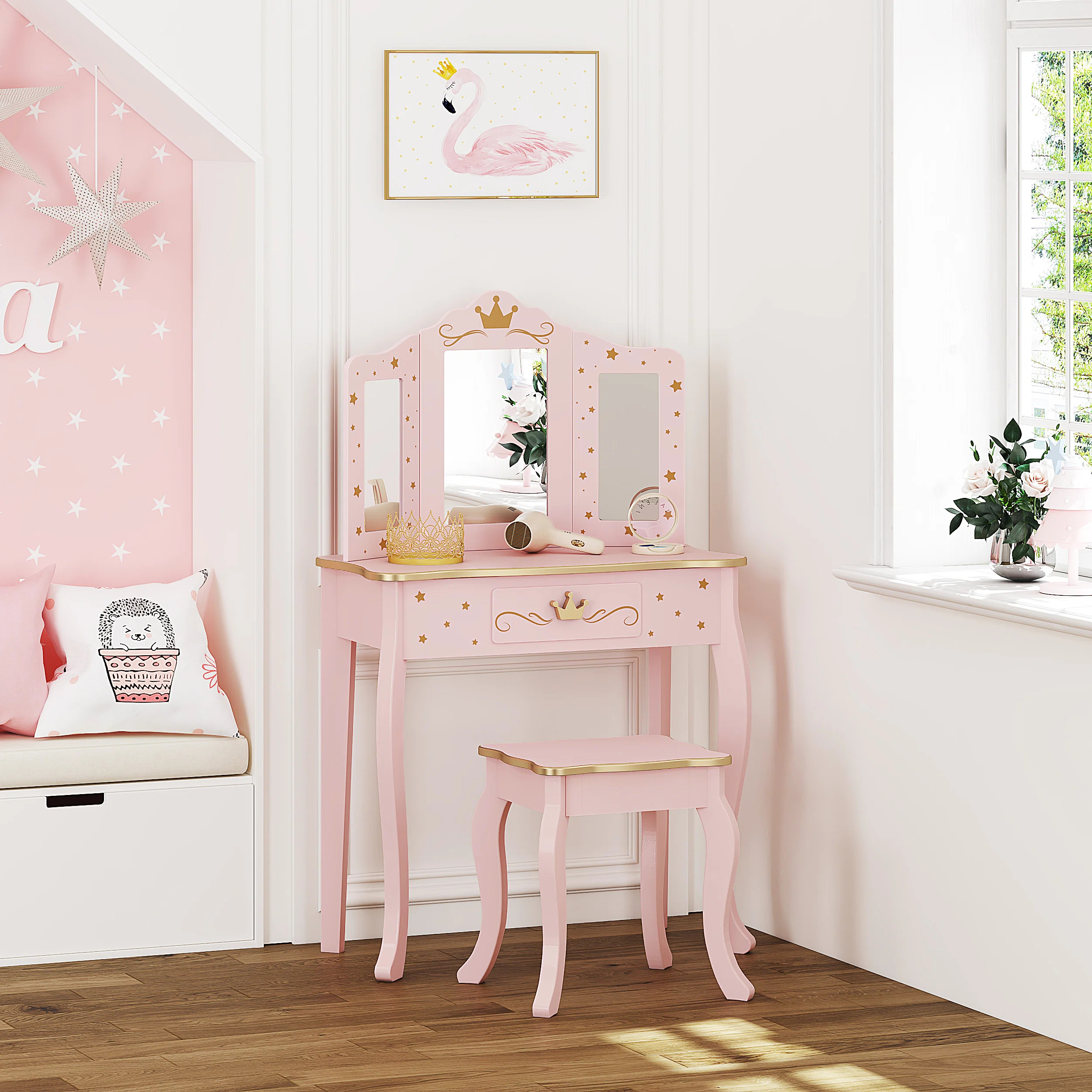 Valerie Kids Vanity Set with Mirror | Wayfair North America