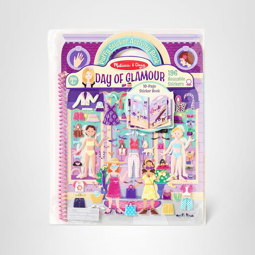 Melissa & Doug Day of Glamour Puffy Sticker Activity Book – 196 Reusable Stickers with 10 Pages... | Amazon (US)