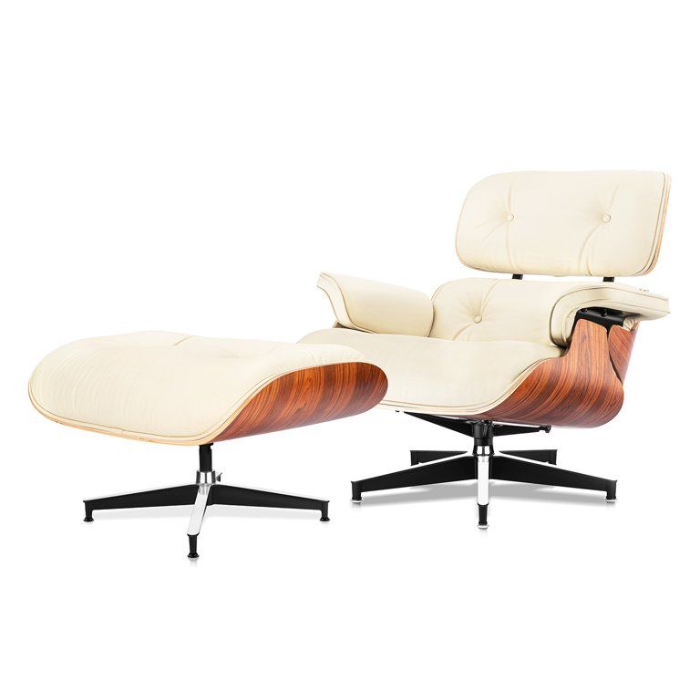 Eames Genuine Leather Lounge Chair with Ottoman, Home Decor, Family Room Decor, Walmart Home Decor | Walmart (US)