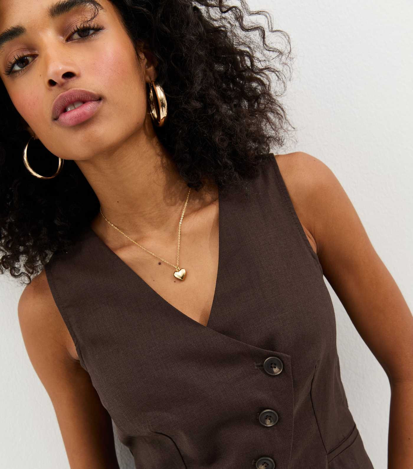 Brown Linen Blend Asymmetric Waistcoat | New Look | New Look (UK)