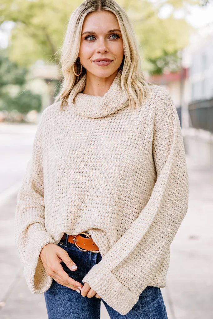 Feel The Chill Cream White Waffle Knit Sweater | The Mint Julep Boutique