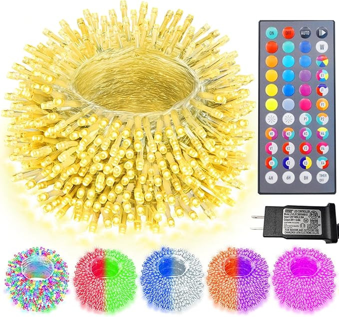 Color Changing Christmas String Lights with Remote, 35 Colors 66FT 200LED Halloween String Lights... | Amazon (US)