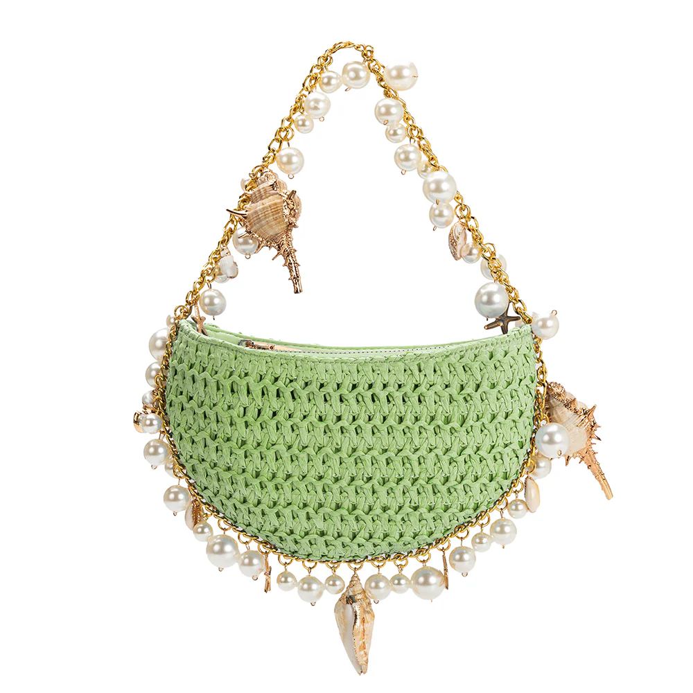 Lime Isla Small Straw Top Handle Bag | Melie Bianco | Melie Bianco