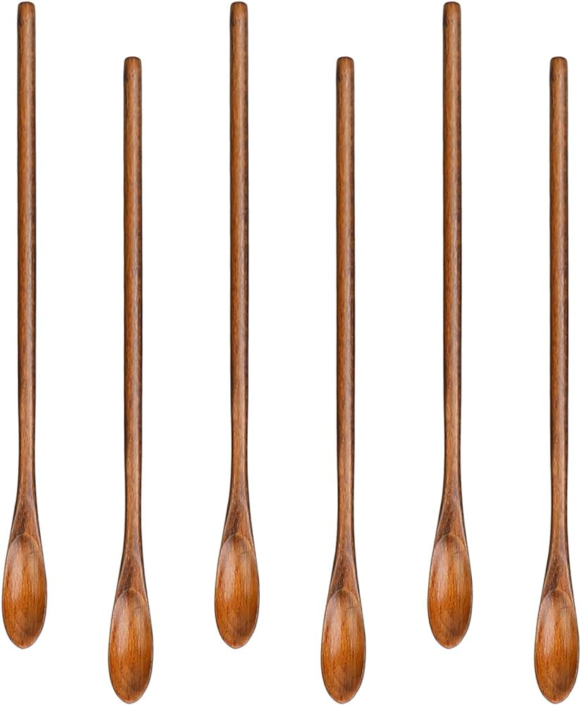 6 Pcs Small Wooden Coffee Spoons Long Handle Wooden Mixing Spoon, Mini Stirring Spoon Honey Spoon... | Amazon (US)