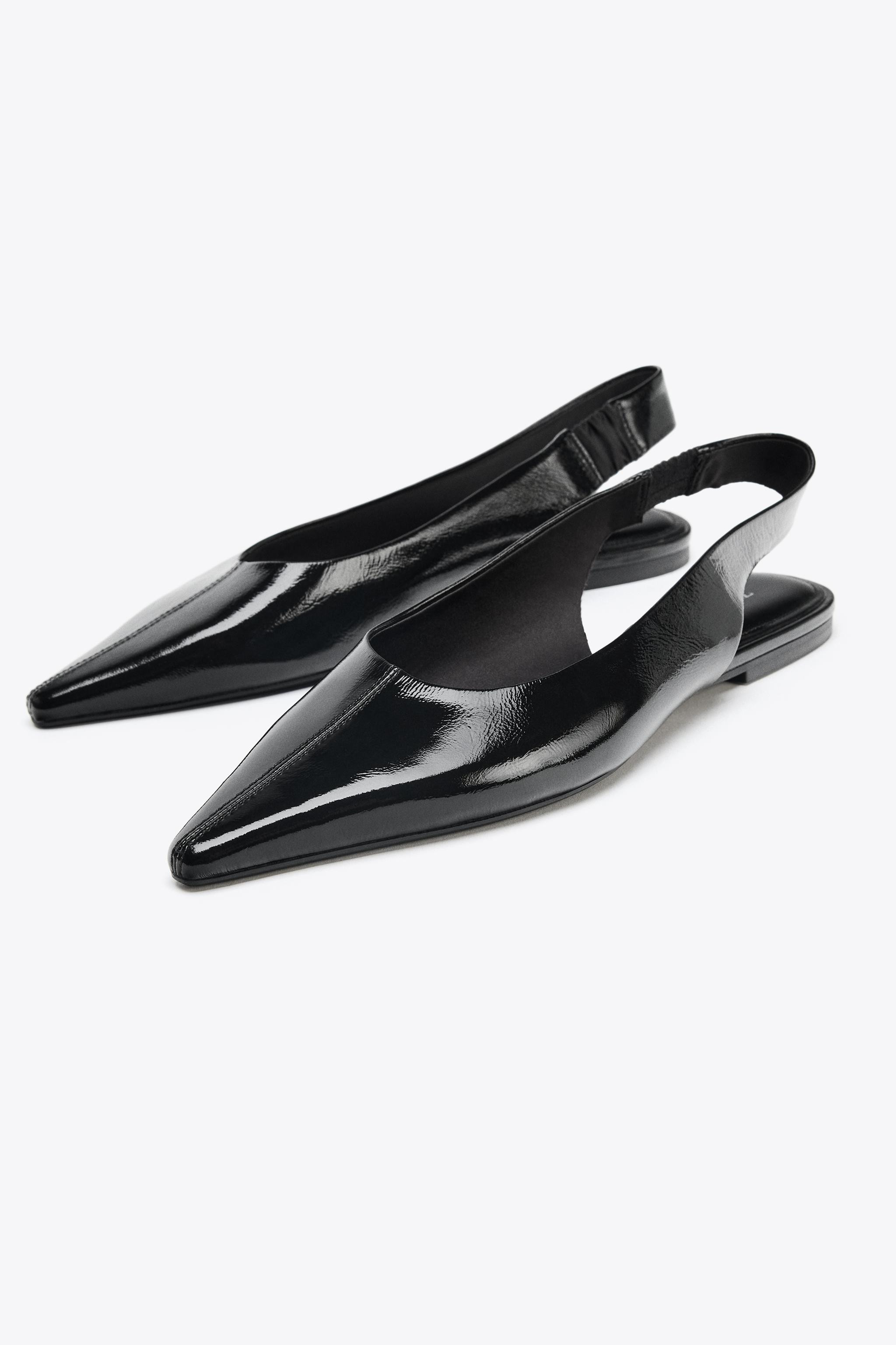 LEATHER SLINGBACK BALLET FLATS | Zara US