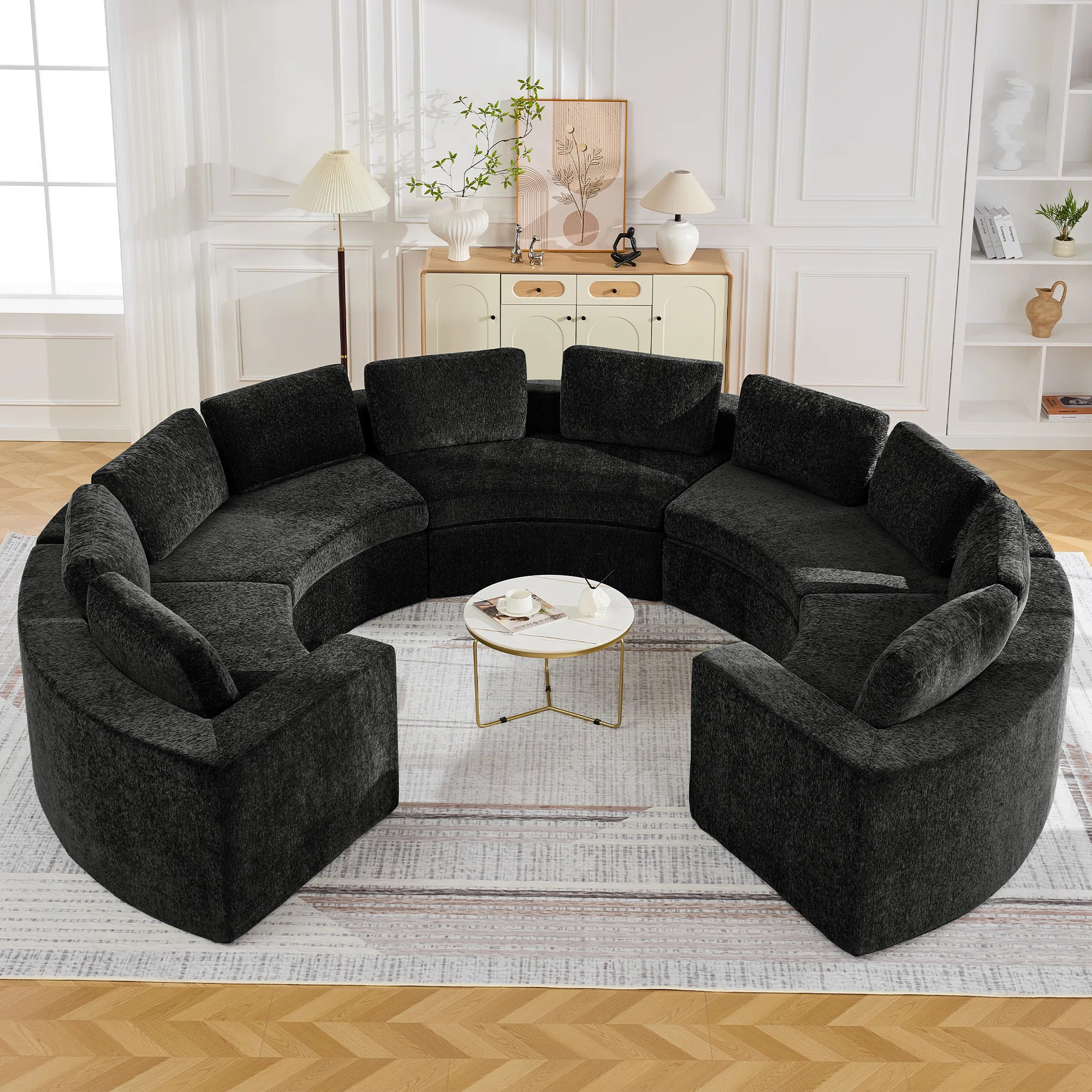 Curved Modular Compression Sectional Sofa, 4 to 10 Seater with 8.47" Wide Arms | Wayfair North America