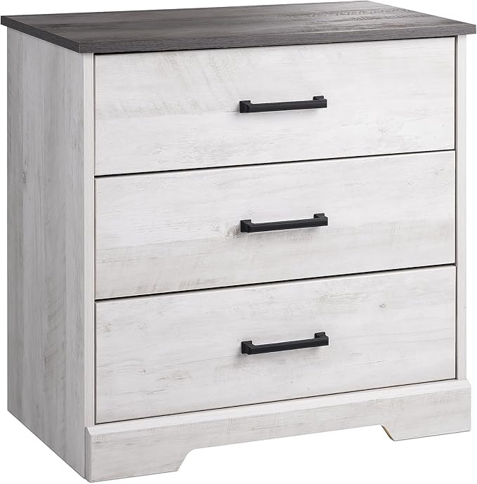 Prepac Rustic Ridge Farmhouse 3-Drawer Nightstand, Washed White, ADNR-1603-1 | Amazon (US)