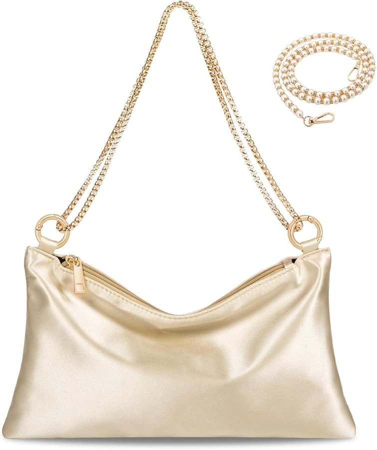 Women Satin Evening Handbag Wedding Prom Clutch Purse Formal Cocktail Party Clutches Shoulder Bag... | Amazon (US)