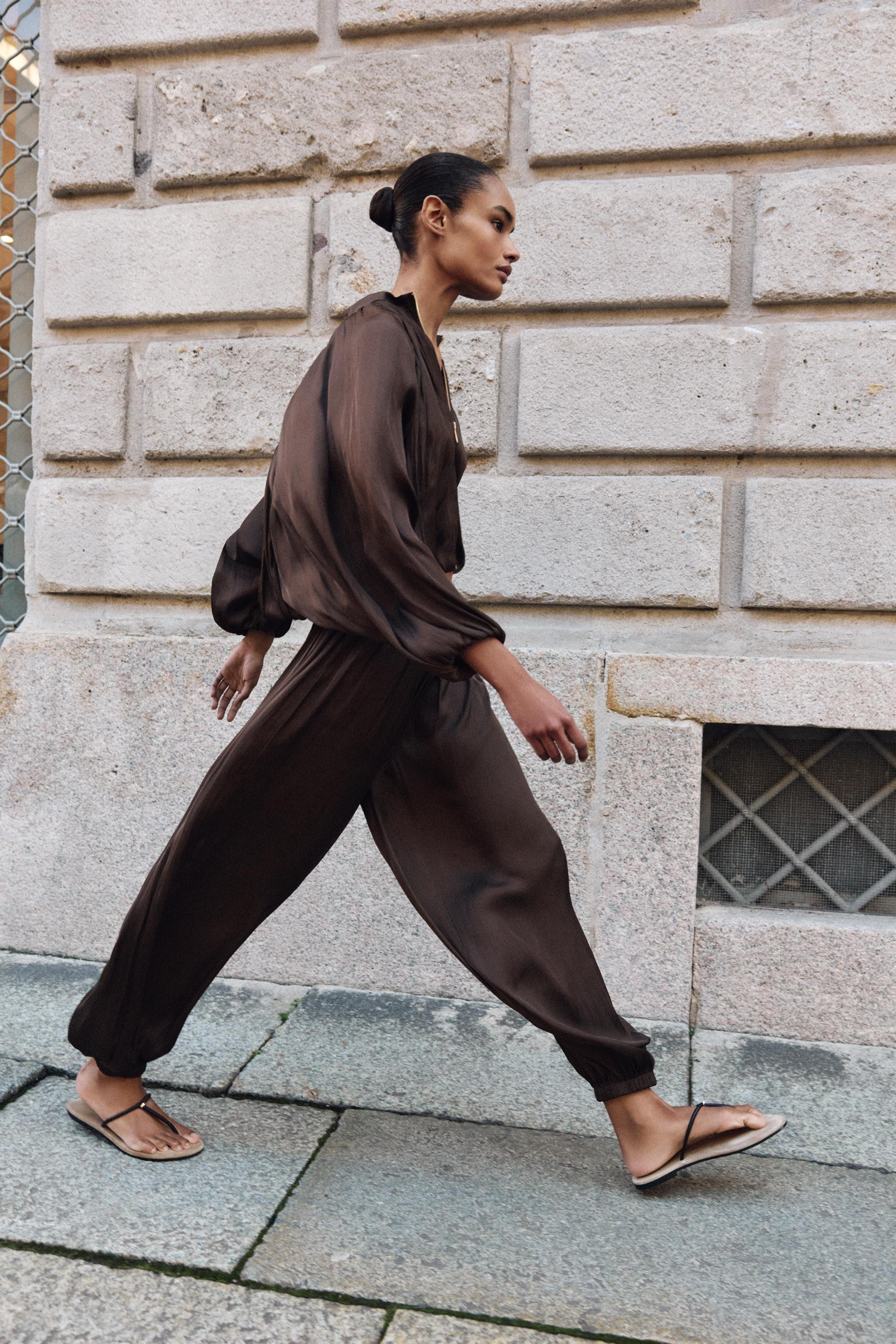 SATIN EFFECT BALLOON PANTS | Zara US