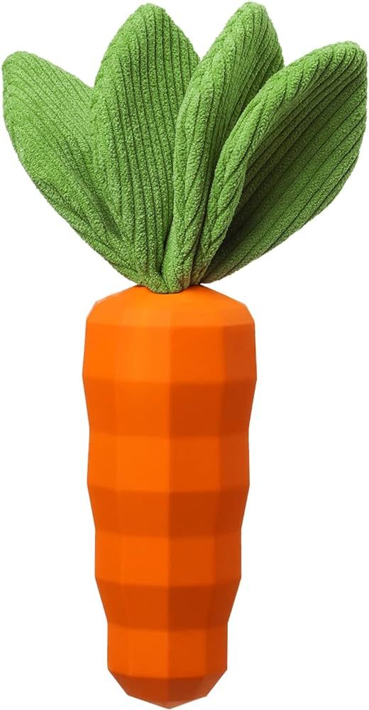 Dog Squeaky Chew Toys for Aggressive Chewers, Rubber Carrot Dog Toys for Training and Cleaning, D... | Amazon (US)