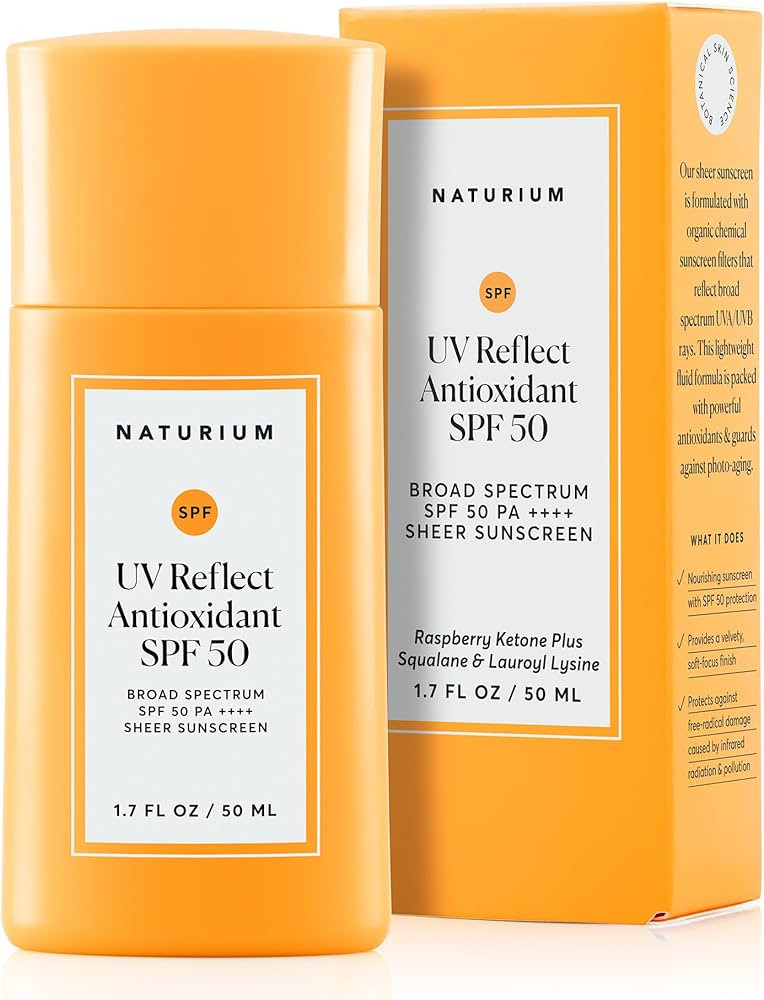 Naturium UV Reflect Antioxidant, Broad Spectrum SPF 50 PA ++++ Sheer Sunscreen, Lightweight Face ... | Amazon (US)