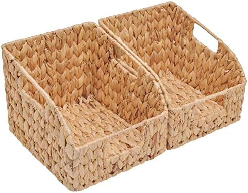 StorageWorks Water Hyacinth Wicker Baskets with Built-in Handles, Hand Woven Baskets for Organizing, | Amazon (US)