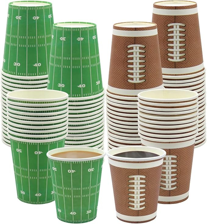 100 Pack Football Themed Disposable Paper Cups, 9 OZ Sports Themed Party Supplies - Perfect for G... | Amazon (US)