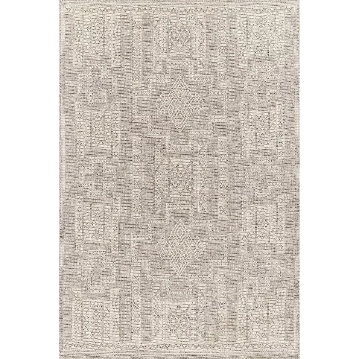 Momeni 9'x12' Hampton Jaxon Machine Loomed Indoor/Outdoor Area Rug Gray: Geometric Pattern, Low P... | Target