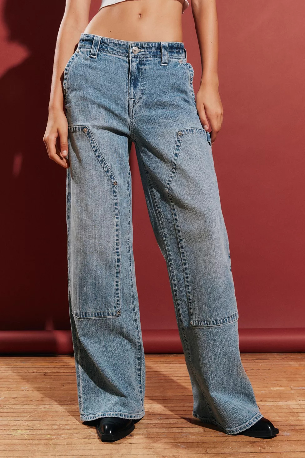 True Religion Jesse Horseshoe Baggy Utility Jean - Wind Song | Urban Outfitters (US and RoW)