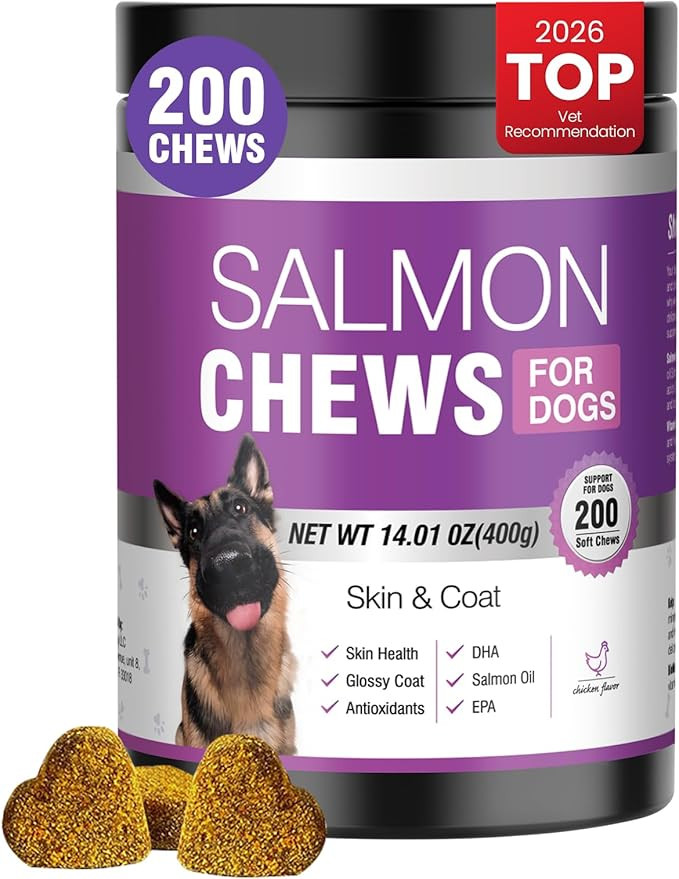 Omega 3 Skin and Coat Supplement for Dogs 200 Chews Dog Fish Oil Supplements with EPA & DHA Fatty... | Amazon (US)