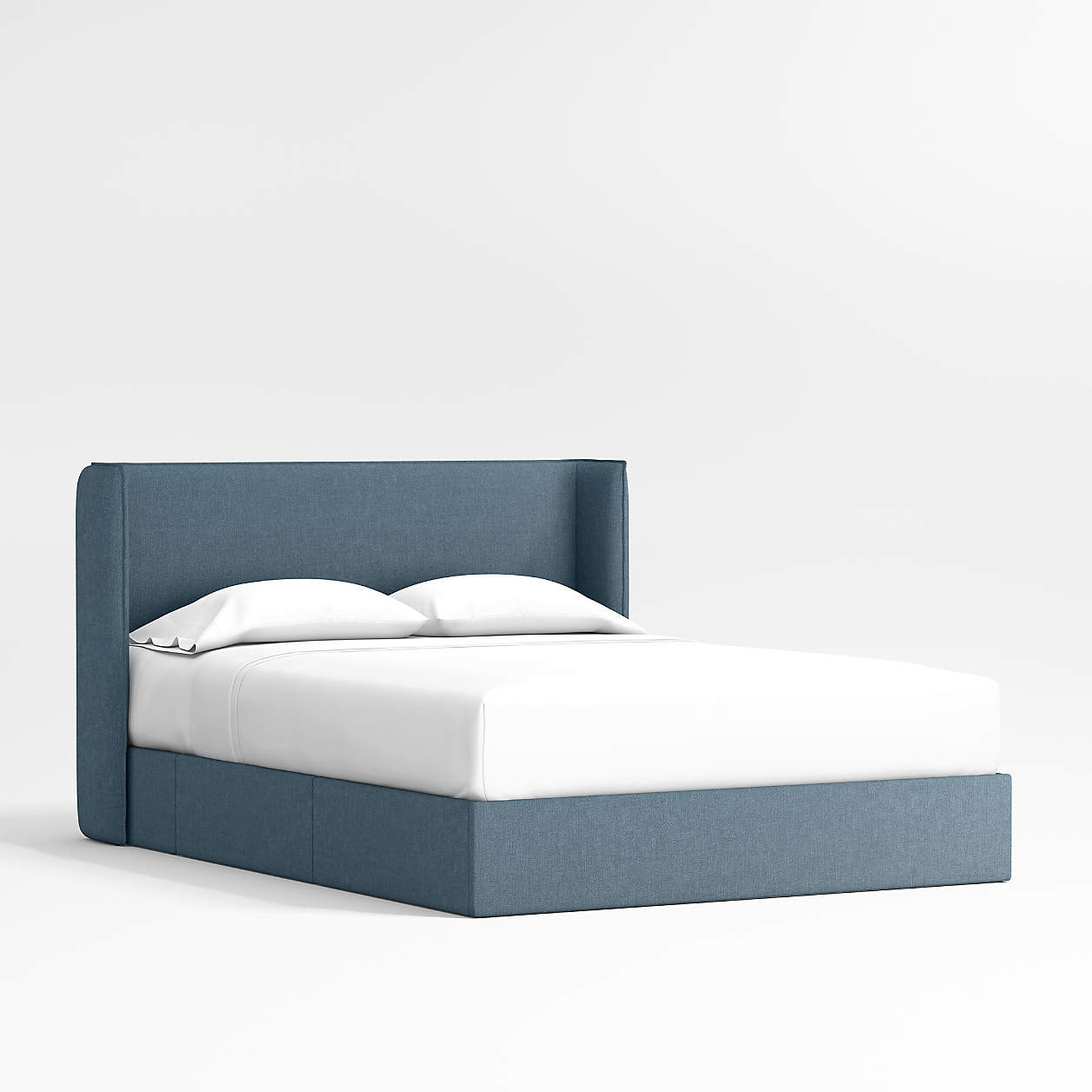 Noa Shelter Denim Blue Upholstered Kids Full Storage Bed + Reviews | Crate & Kids | Crate & Barrel