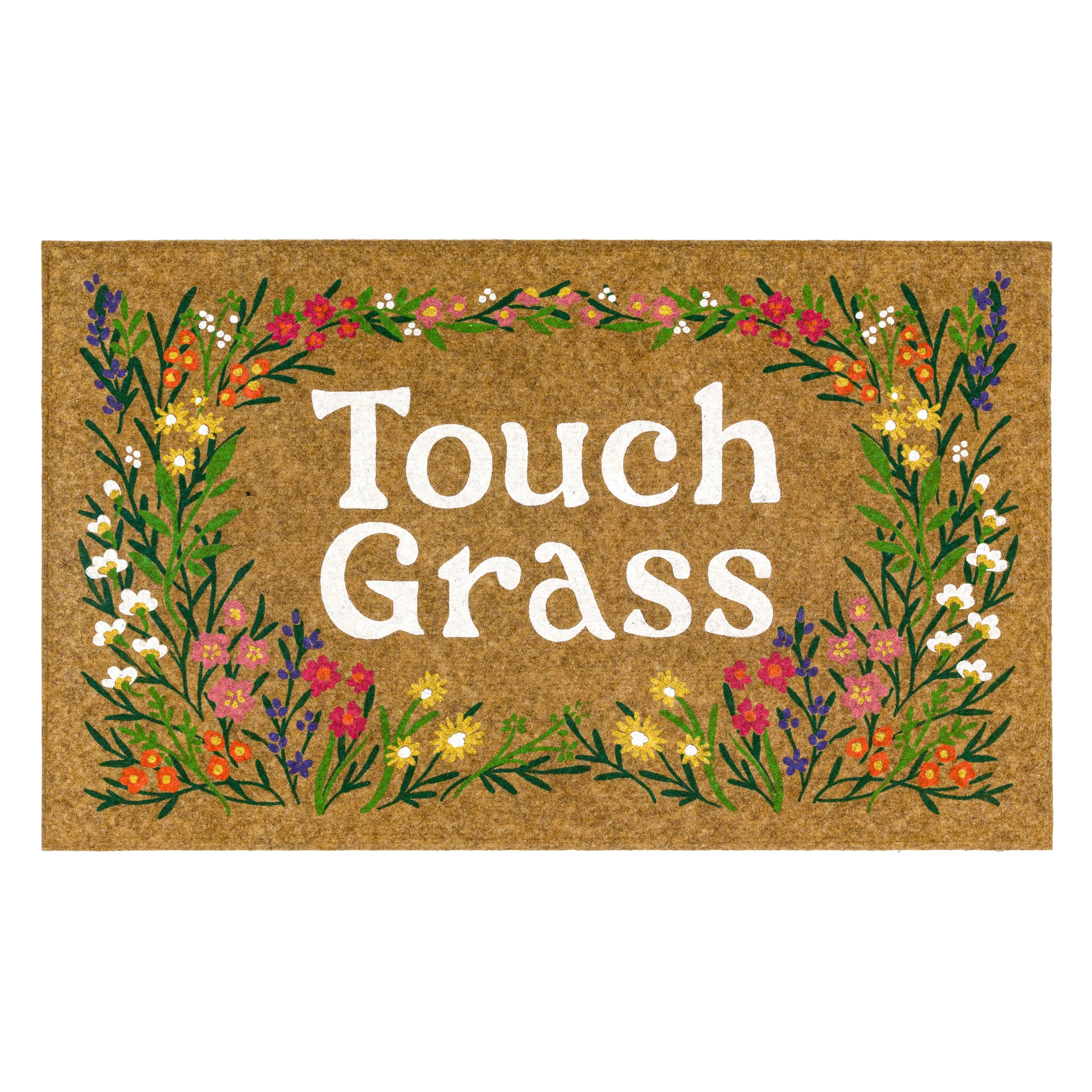 Floral Touch Grass All Weather Moisture Absorbent Low Pile Doormat, Tan, 18" x 30" | Walmart (US)
