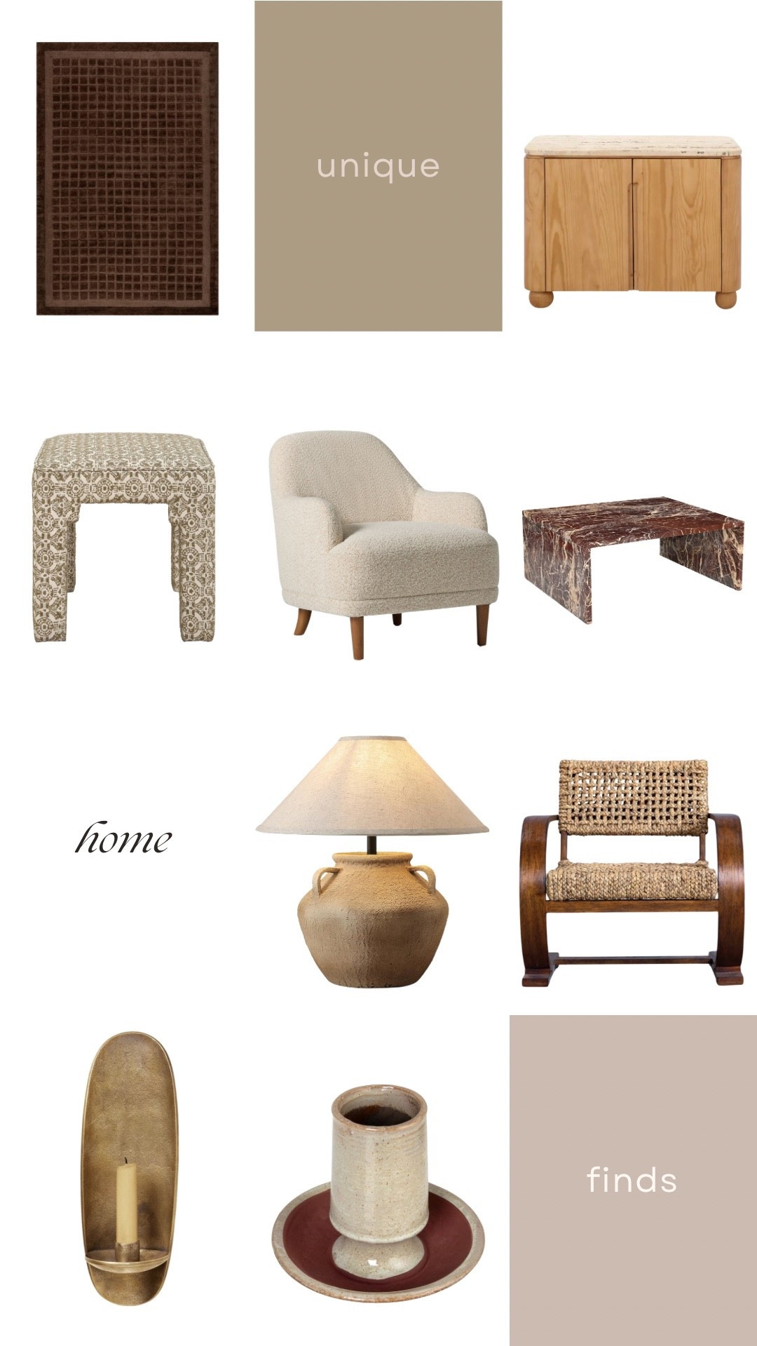 The kind of home finds that make your space feel collected, not cookie-cutter ✨

Layering natural textures, aged finishes, and timeless shapes = that effortless, lived-in look everyone wants but can’t quite figure out.

Saving this combo for when you want your home to feel warm, grounded, and full of character 🤎

#earthyhome #collectedhome #textureddecor #neutralinteriors #vintageinspired

#LTKSeasonal #LTKSaleAlert #LTKHome