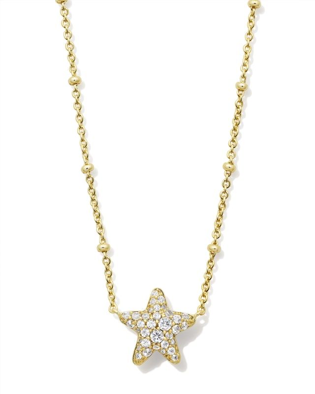 Jae Gold Star Pave Short Pendant Necklace in White Crystal | Kendra Scott