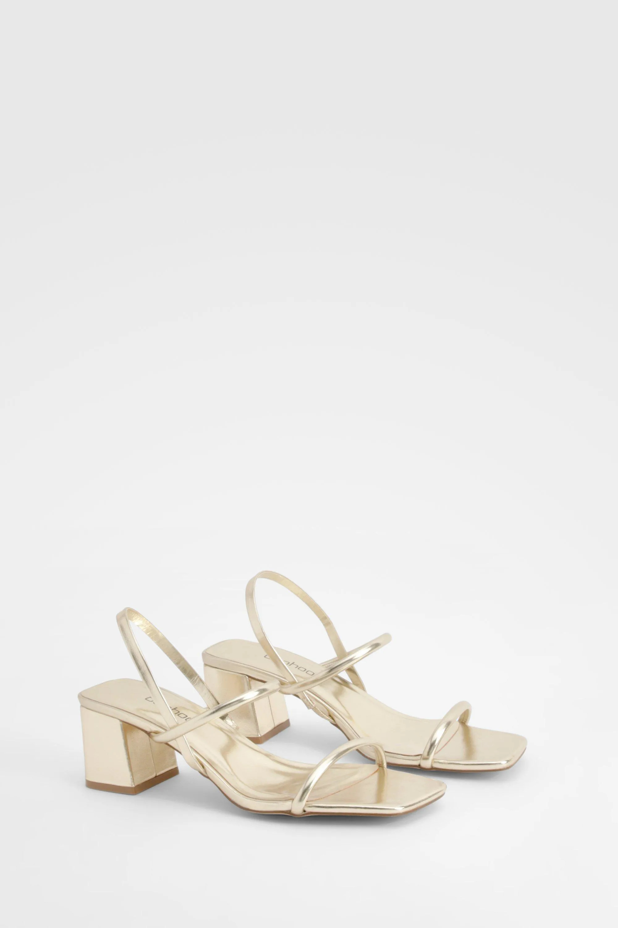 Wide Fit Metallic Low Block Slingback Heels | Boohoo.com (UK & IE)