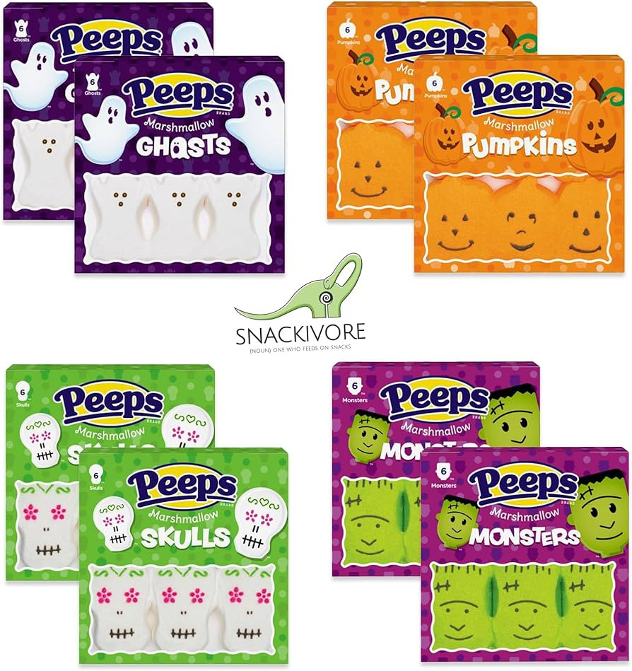 Halloween Peeps Marshmallow Candy 8 Pack- 4 Flavors, 2 Packs of Each Flavor of Halloween Marshmal... | Amazon (US)