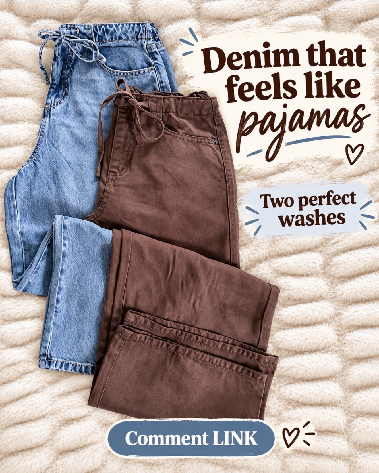 Denim that feels like pajamas? Say less 😍 So soft, so comfy—and both washes are SO good! 
💬Comment LINK and I’ll send them over!
