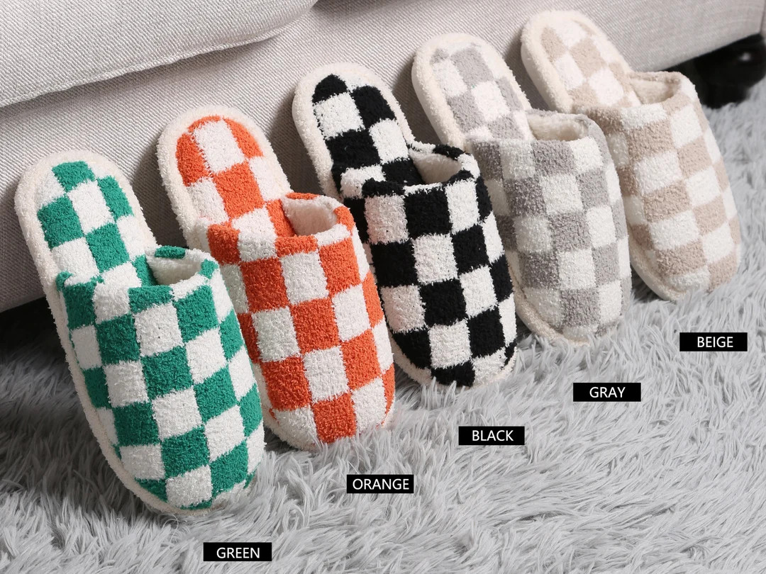 P/S New! Colorful Checker Slippers·Home Slippers·Cozy Slippers·Slippers for Women·Soft Slippe... | Etsy (US)