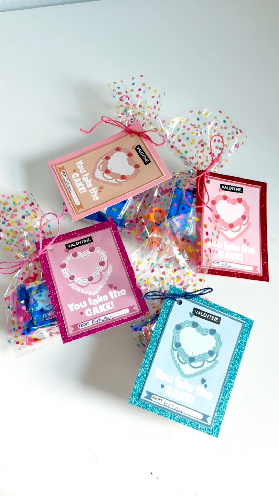 Finished my 4 year old’s class valentines 💌 

He was eager to assist and filled all of the bags and even help me cut some of the twine to tie them with. I handled cutting the glitter paper and “you take the cake” valentines 💕 

Took me a few hours over a couple of days to make all 39 but they came out super cute and could be made simpler without the glitter paper. I only decided to use it because I found so much from my old business that I never used. 

Save forniture use (or just click the links now to get what you need before Friday)!

kids valentines • Valentine’s Day ideas • valentines printables • Valentine’s Day printables • school valentines • class Valentines 

#LTKValentine #LTKmomlife #LTKdayinmylife