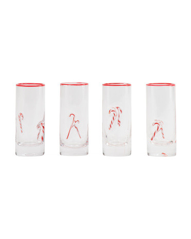 Set Of 4 Candy Cane Shot Glasses | Marshalls