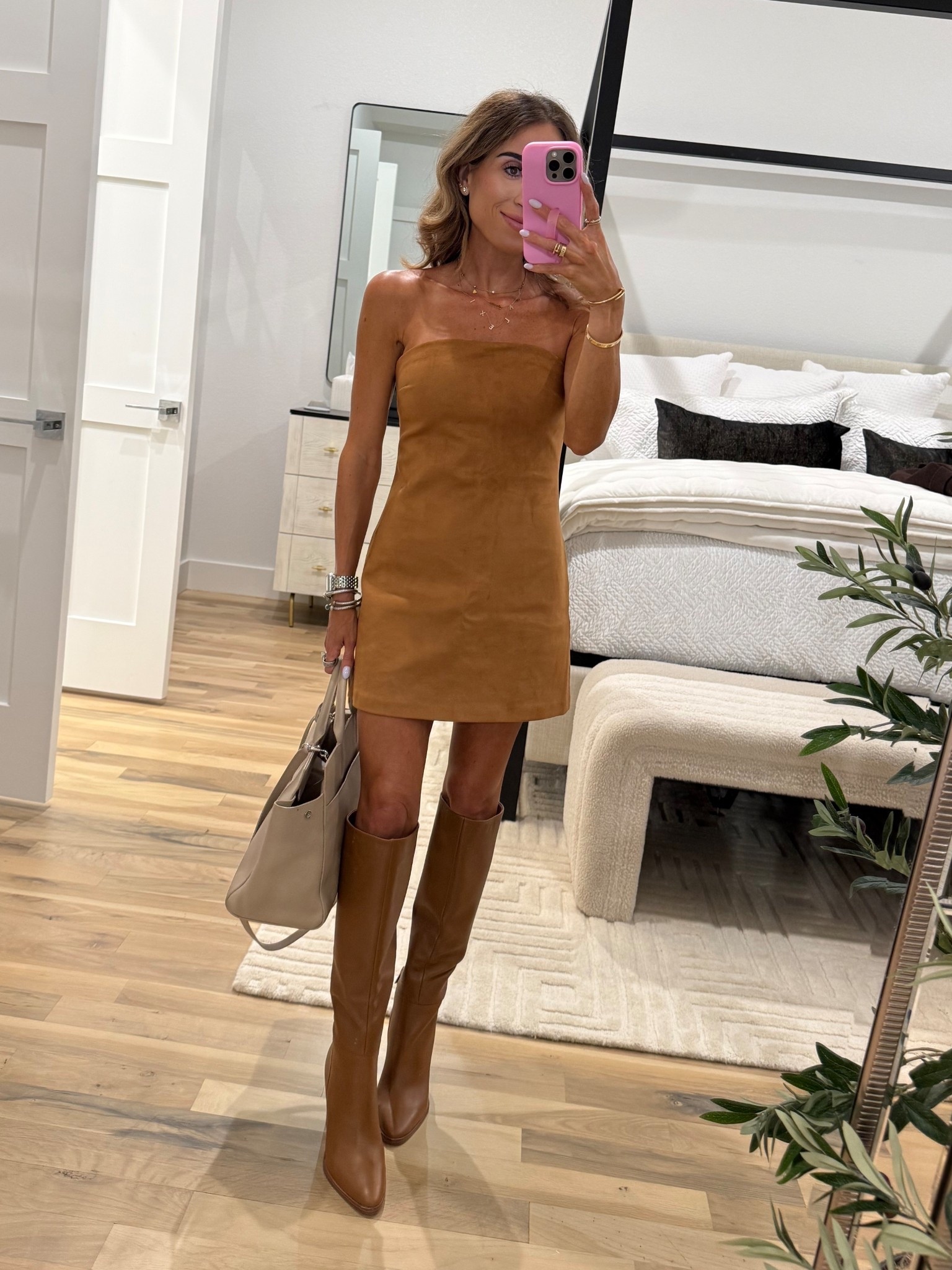 Cognac tall boots I wear with everything size 7 currently 25% off! Suede strapless dress size xxs petite  

#LTKPetite #LTKSaleAlert