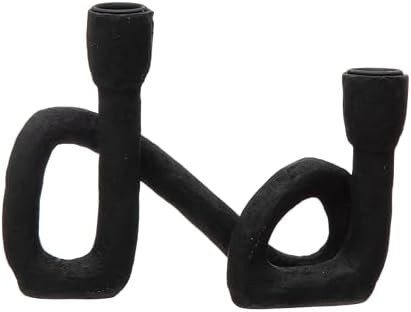 Bloomingville Decorative Resin Double Taper Candle Holder, Black | Amazon (US)