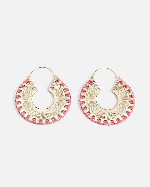 Yarn Wrapped Metal Hoop Earrings | Express