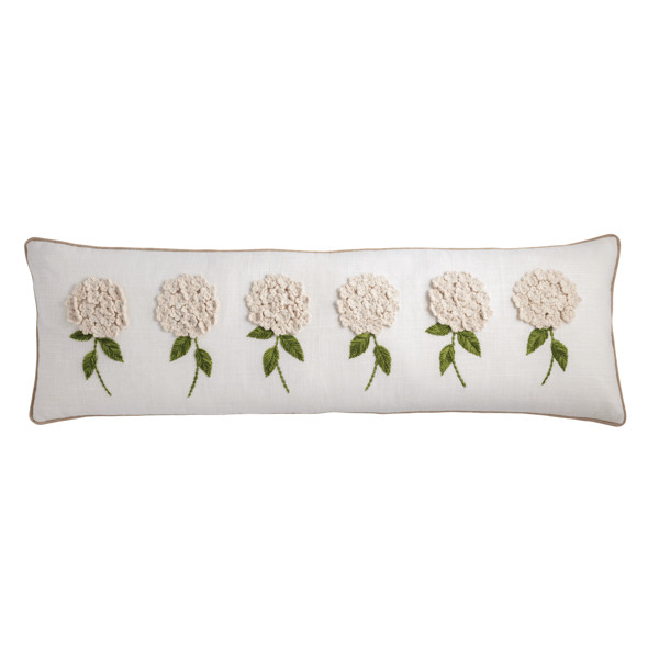 White Floral Embroidered Pillow | Mud Pie